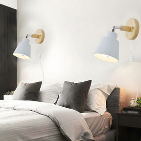 Simple Macaron Style Wood Bedroom Wall Light