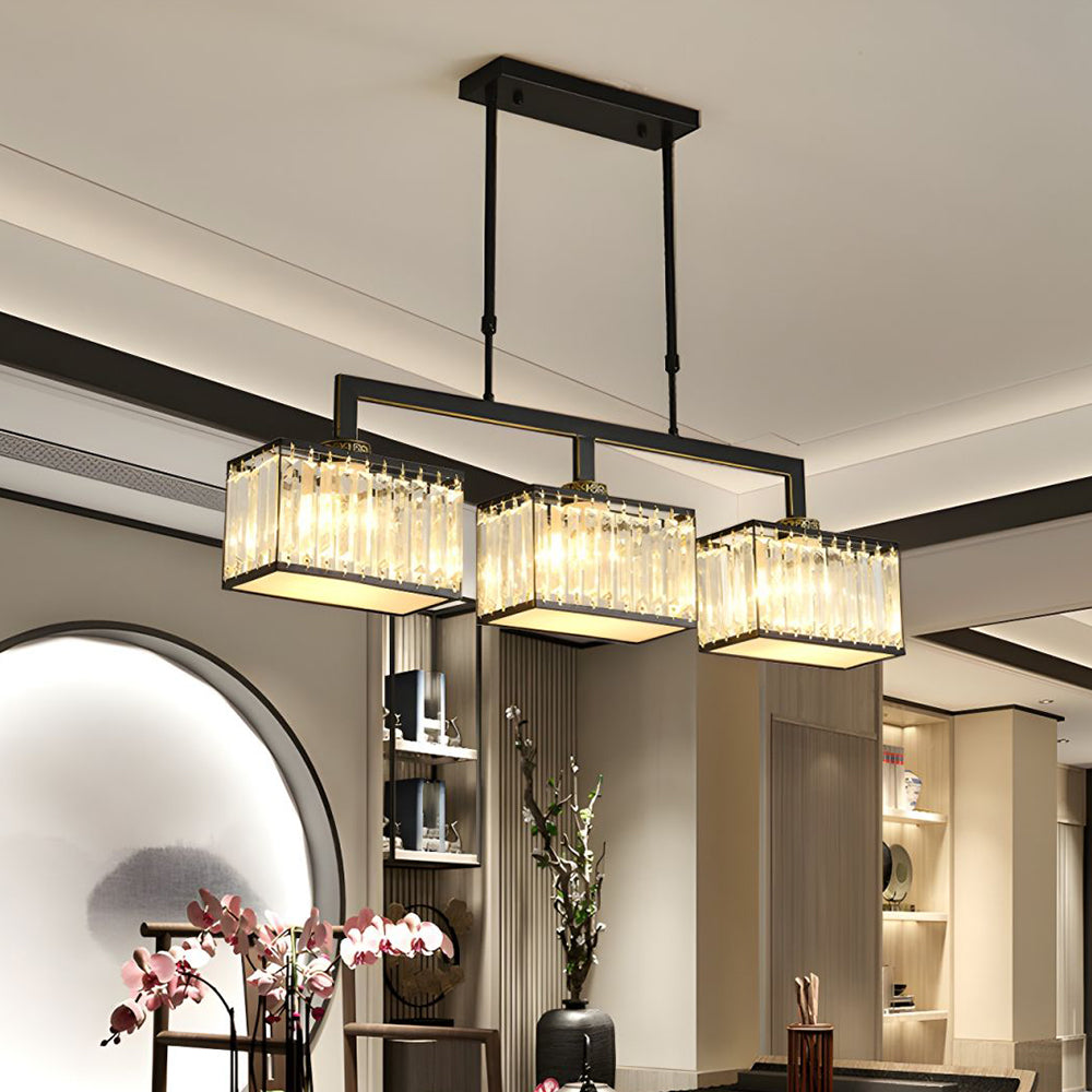 Square Luxury Glass Dining Room Ceiling Light