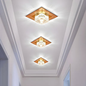 Contemporary Squared Shape Crystal LED Ceiling Light For Hallway