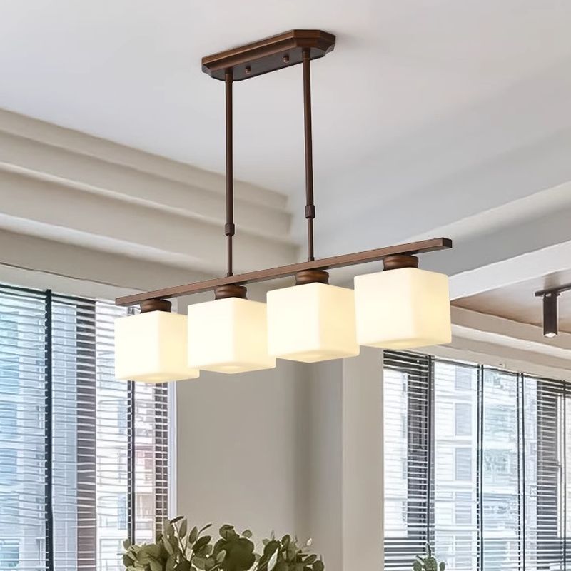 Simple Multi-Head Glass Kitchen Island Ceiling Lighting