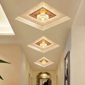 Contemporary Squared Shape Crystal LED Ceiling Light For Hallway