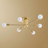 Simple Gold Iron Semi Flush Chandelier For Bedroom