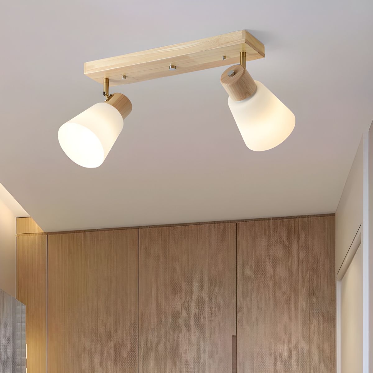 Modern Rotatable Wood Minimalism Decor Track Lighting For Hallway