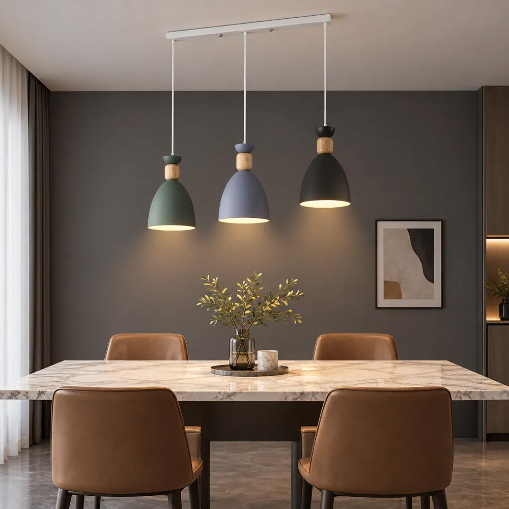 Nordic Wooden Metal Pendant Light Fixture for Kitchen Island