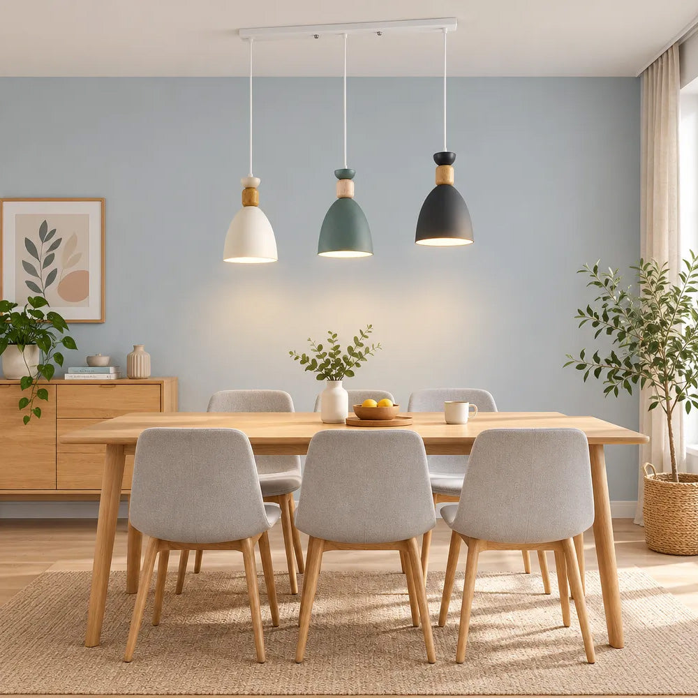 Nordic Wooden Metal Pendant Light Fixture for Kitchen Island