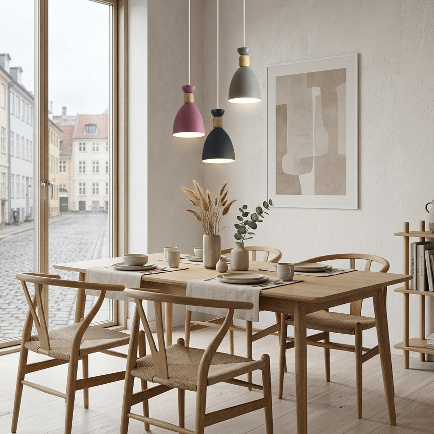 Nordic Wooden Metal Pendant Light Fixture for Kitchen Island
