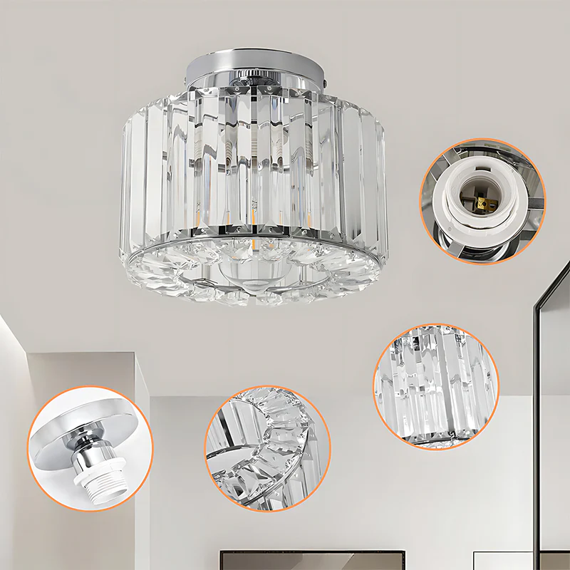 Crystal Semi Flush Mount Ceiling Light for Hallway 23cm E27