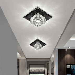 Contemporary Squared Shape Crystal LED Ceiling Light For Hallway