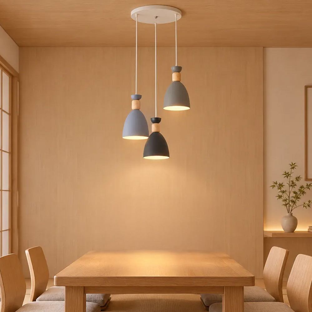 Nordic Wooden Metal Pendant Light Fixture for Kitchen Island