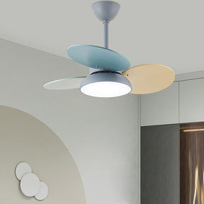 Macaron Colorful Round Ceiling Fan With LED Light For Children's Room