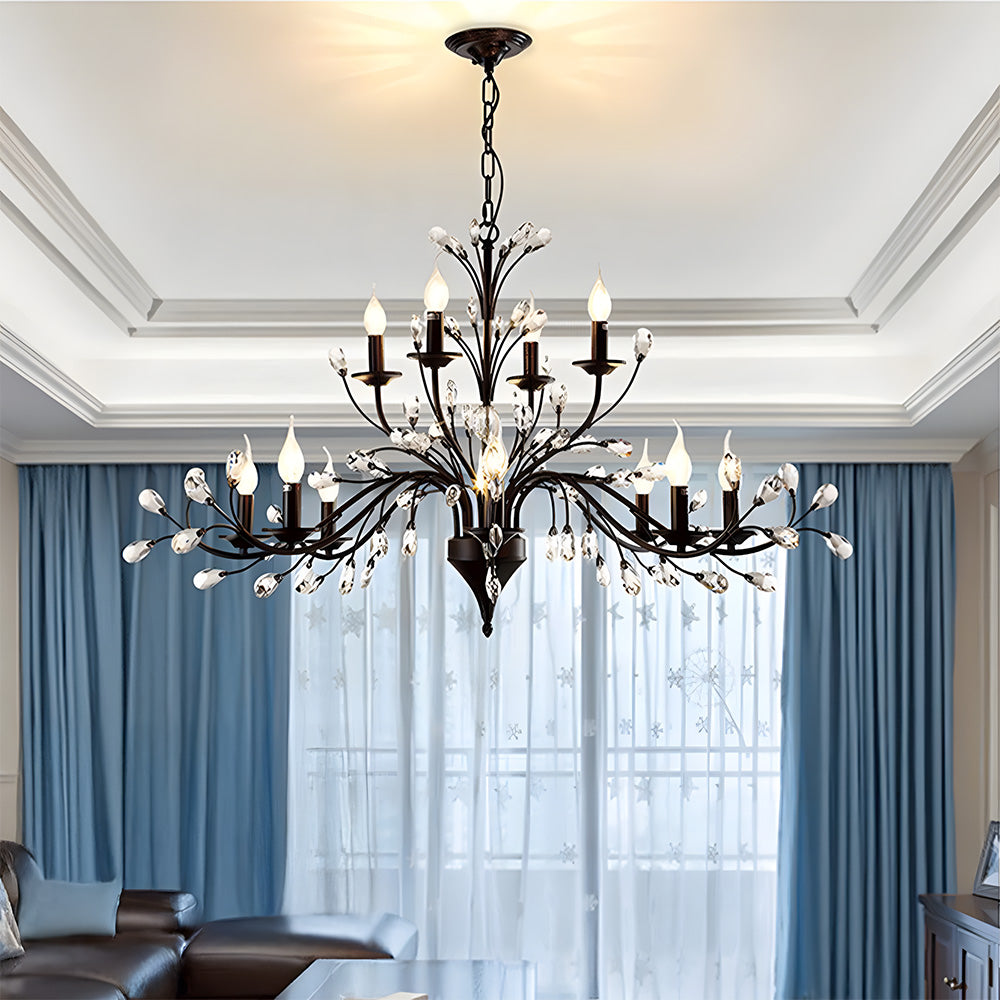 Modern Floral and Clear Glass Leaf Crystal Pendant Lights for Kitchen Island