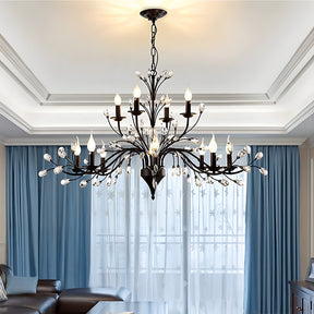 Modern Floral and Clear Glass Leaf Crystal Pendant Lights for Kitchen Island