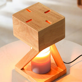 Contemporary Wood Bedroom Square Mini Warming Candle Lamp