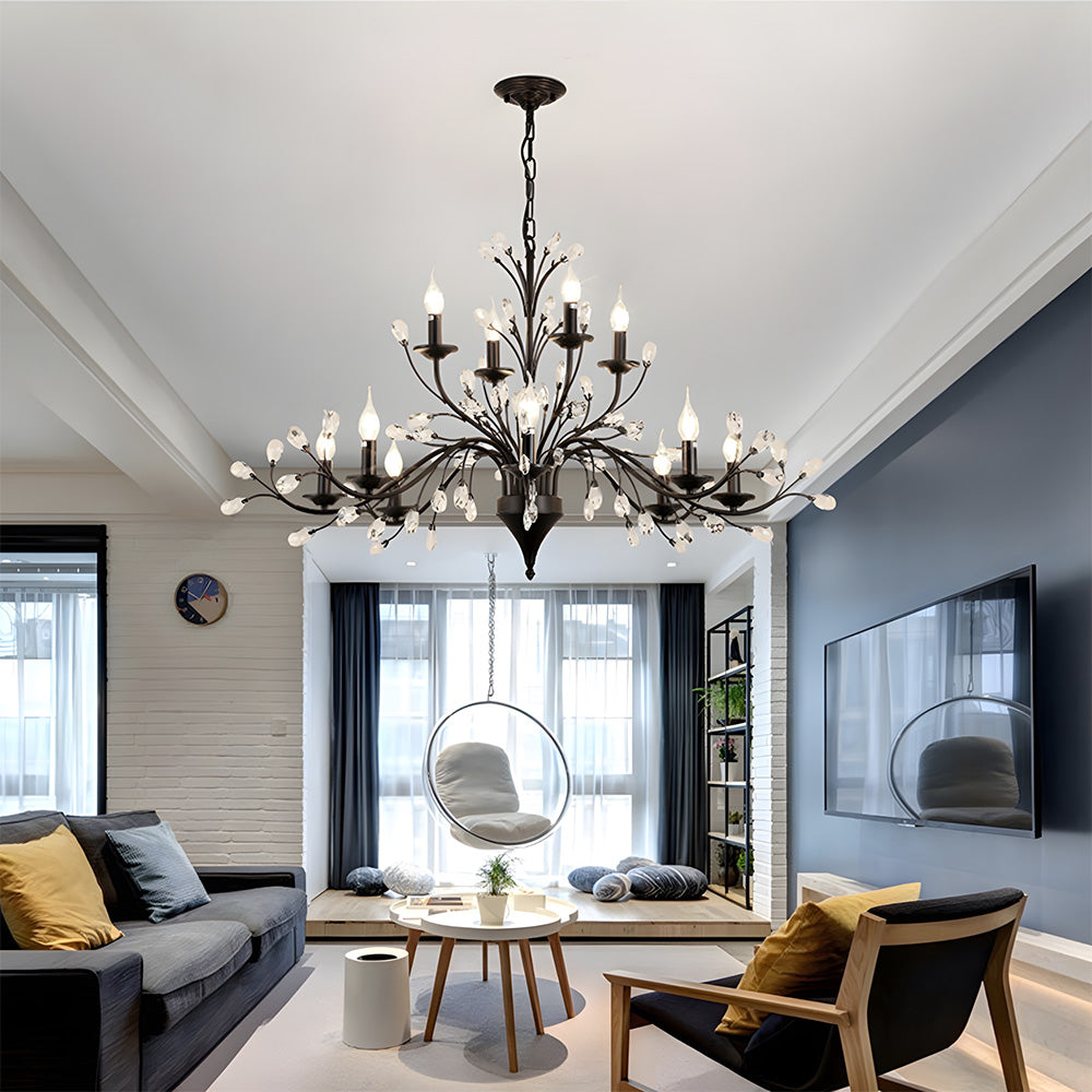 Modern Floral and Clear Glass Leaf Crystal Pendant Lights for Kitchen Island