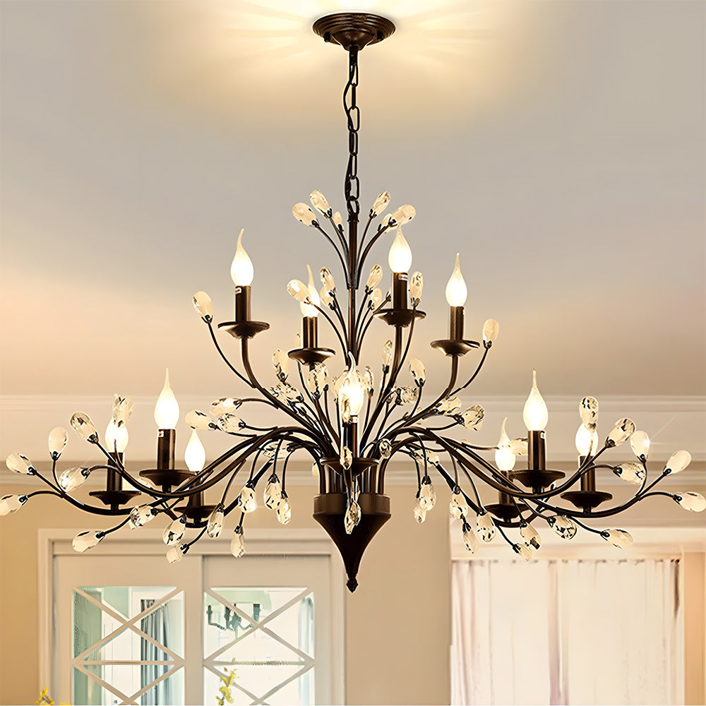 Modern Floral and Clear Glass Leaf Crystal Pendant Lights for Kitchen Island