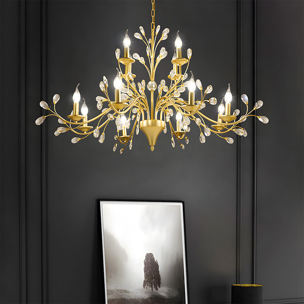 Modern Floral and Clear Glass Leaf Crystal Pendant Lights for Kitchen Island
