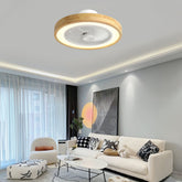 Modern Minimalism Round Wood Ceiling Fans With LED Lights