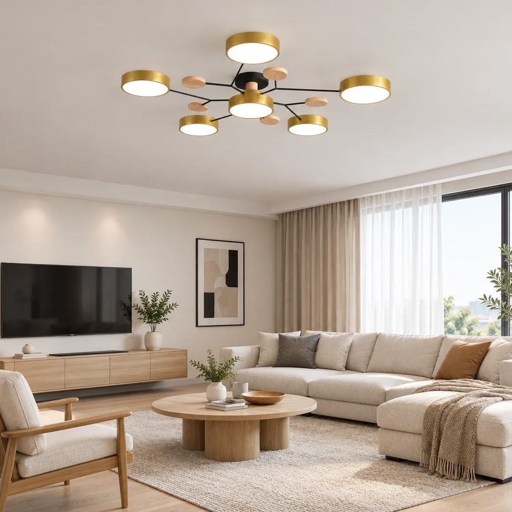 Nordic Wood Flush Mount Ceiling Light for Bedroom