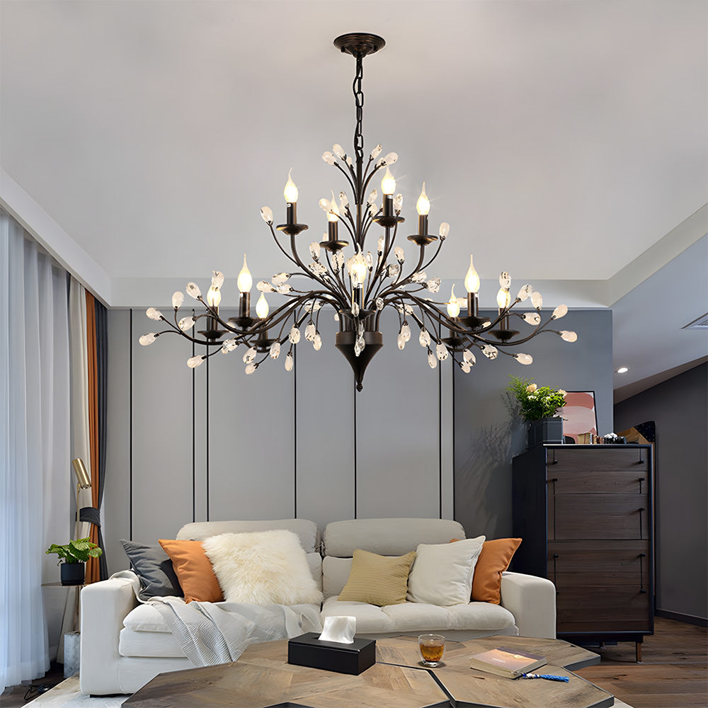 Modern Floral and Clear Glass Leaf Crystal Pendant Lights for Kitchen Island