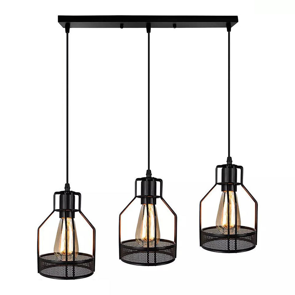 Black Iron  Multi-Bulbs Vintage Island Light For Dining Room