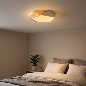 LED Dimmable Wooden Acrylic Geometric Flush Mount Ceiling Lights For Living Room