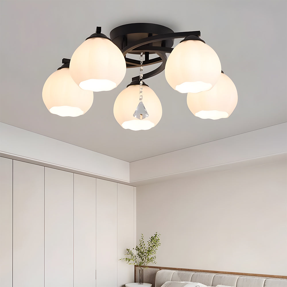 Contemporary Globe Glass Semi-Flush Mount Ceiling Light