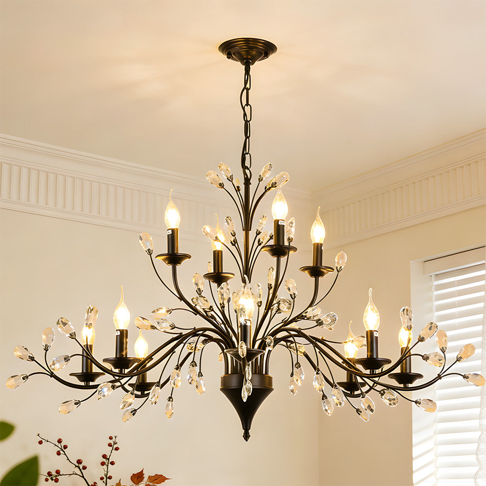 Modern Floral and Clear Glass Leaf Crystal Pendant Lights for Kitchen Island
