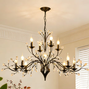 Modern Floral and Clear Glass Leaf Crystal Pendant Lights for Kitchen Island