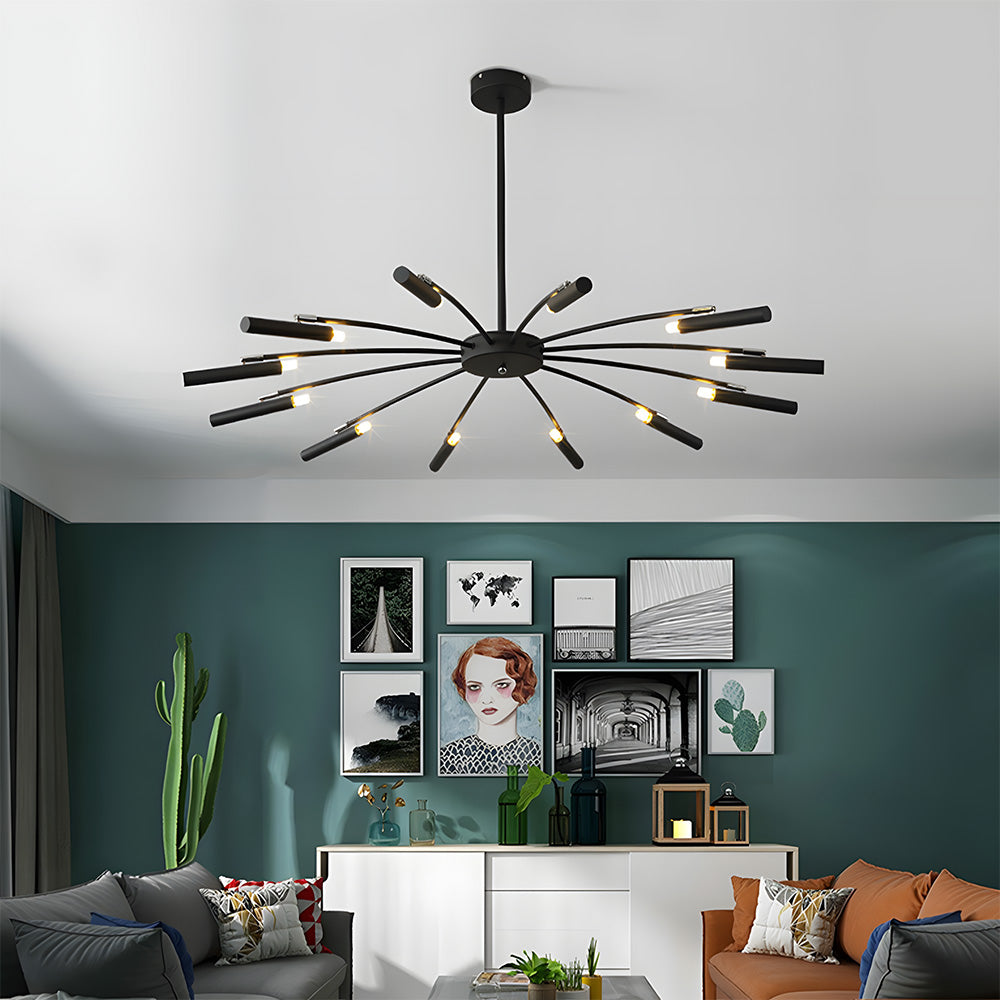 Modern Radial Multi-Light Iron Ceiling Light for Living Room