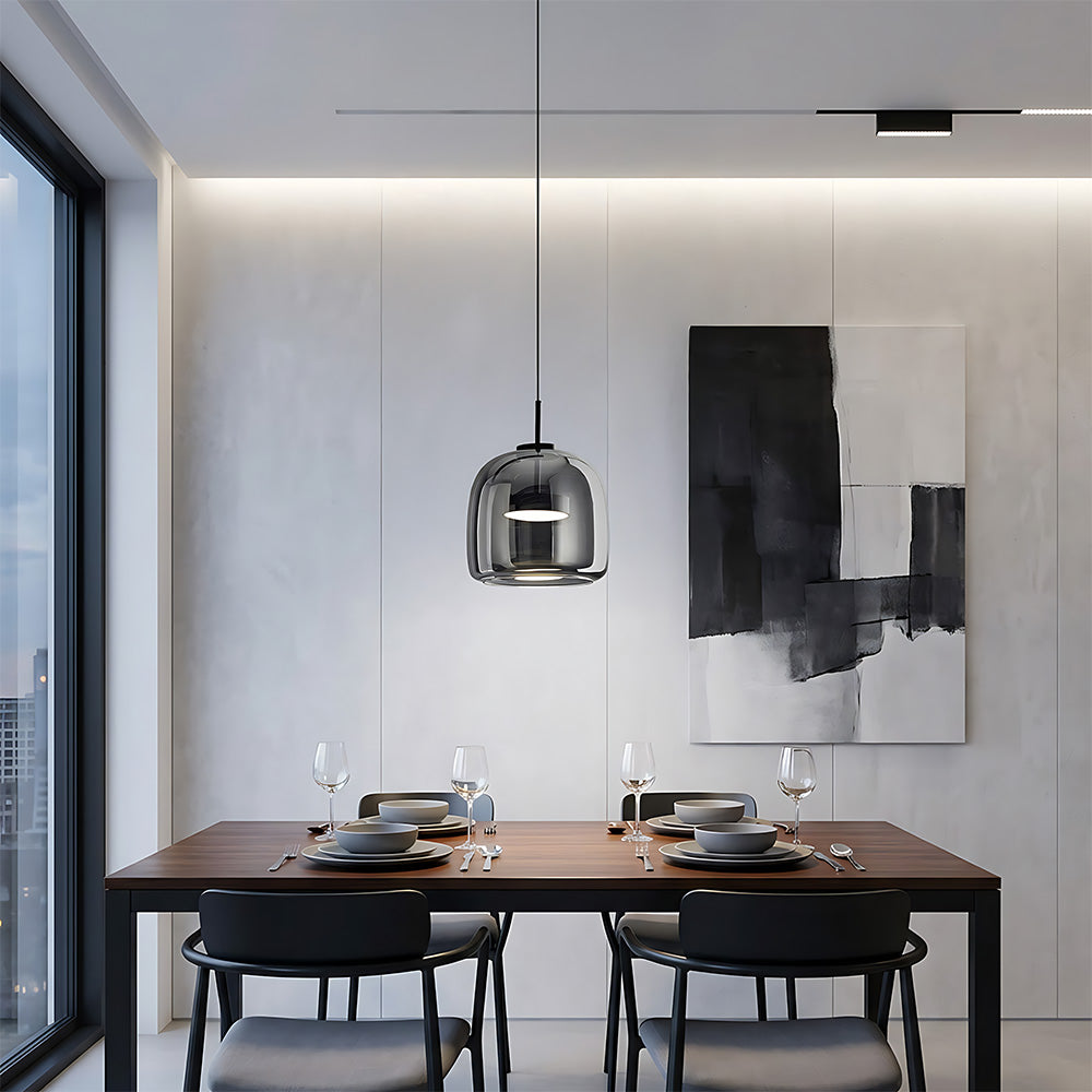 Elegant Amber Glass Iron LED Pendant Lights for Living Room