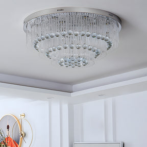 Modern Round Chrome Crystal LED Flush Ceiling Lights