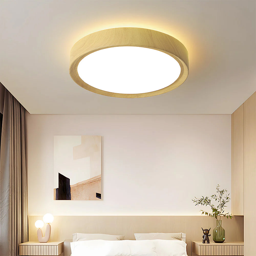 Modern Minimalist Round Wood Colour Iron LED Ceiling Lights