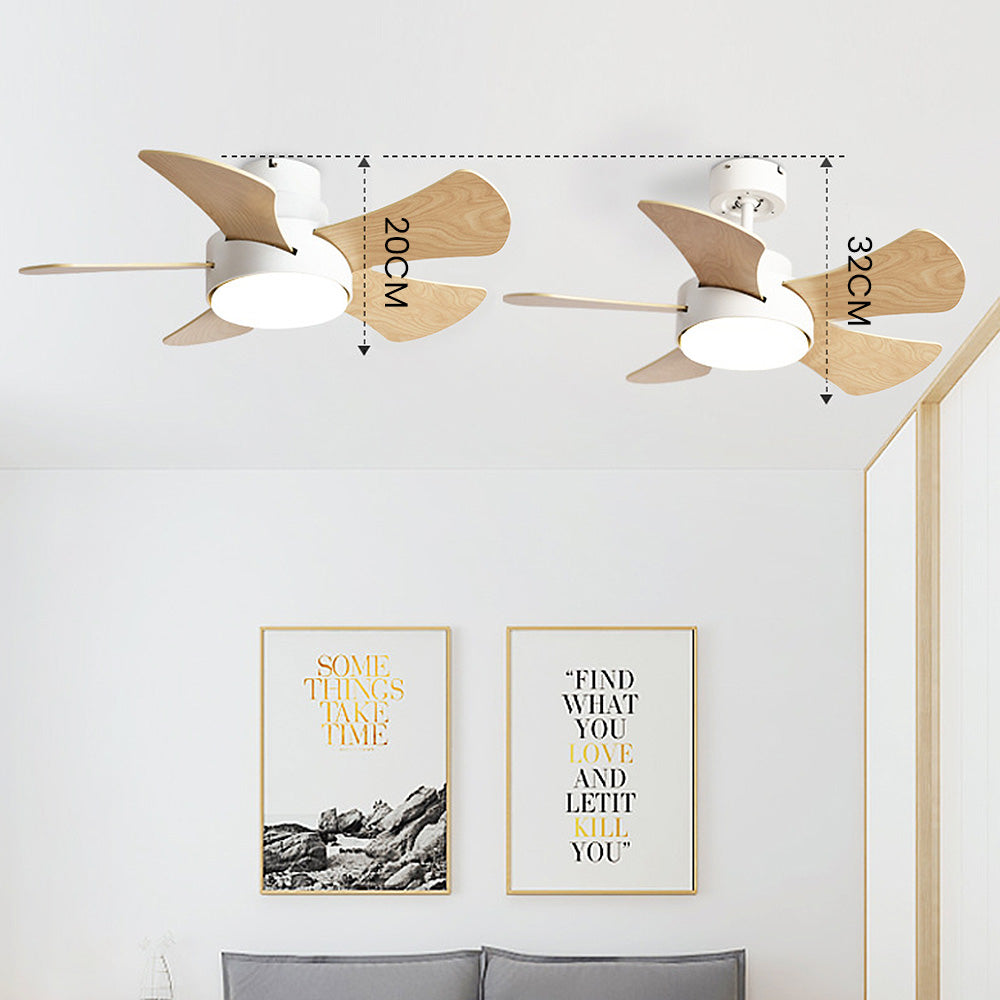 Contemporary Wood Semi-Flush Ceiling Fan With Lighting