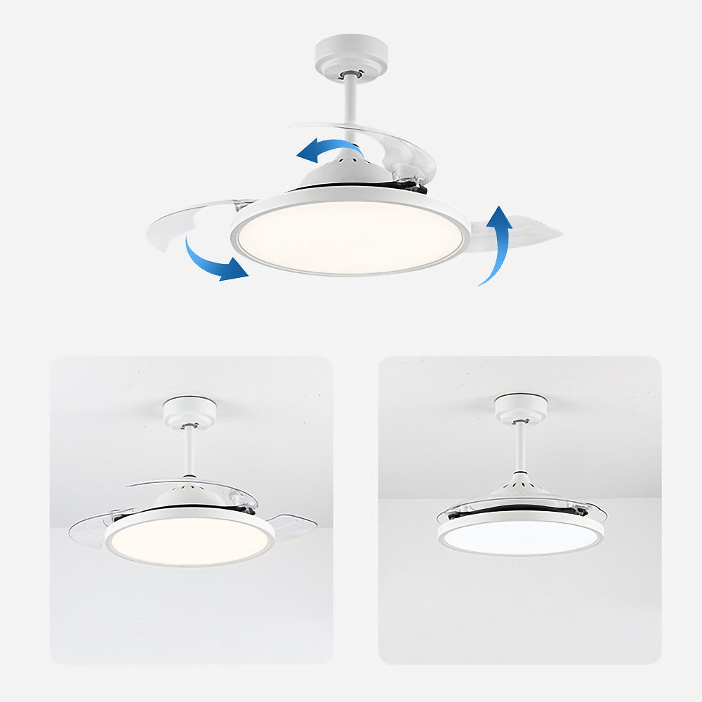 White Simple Design Flush Ceiling Fan With LED Lights