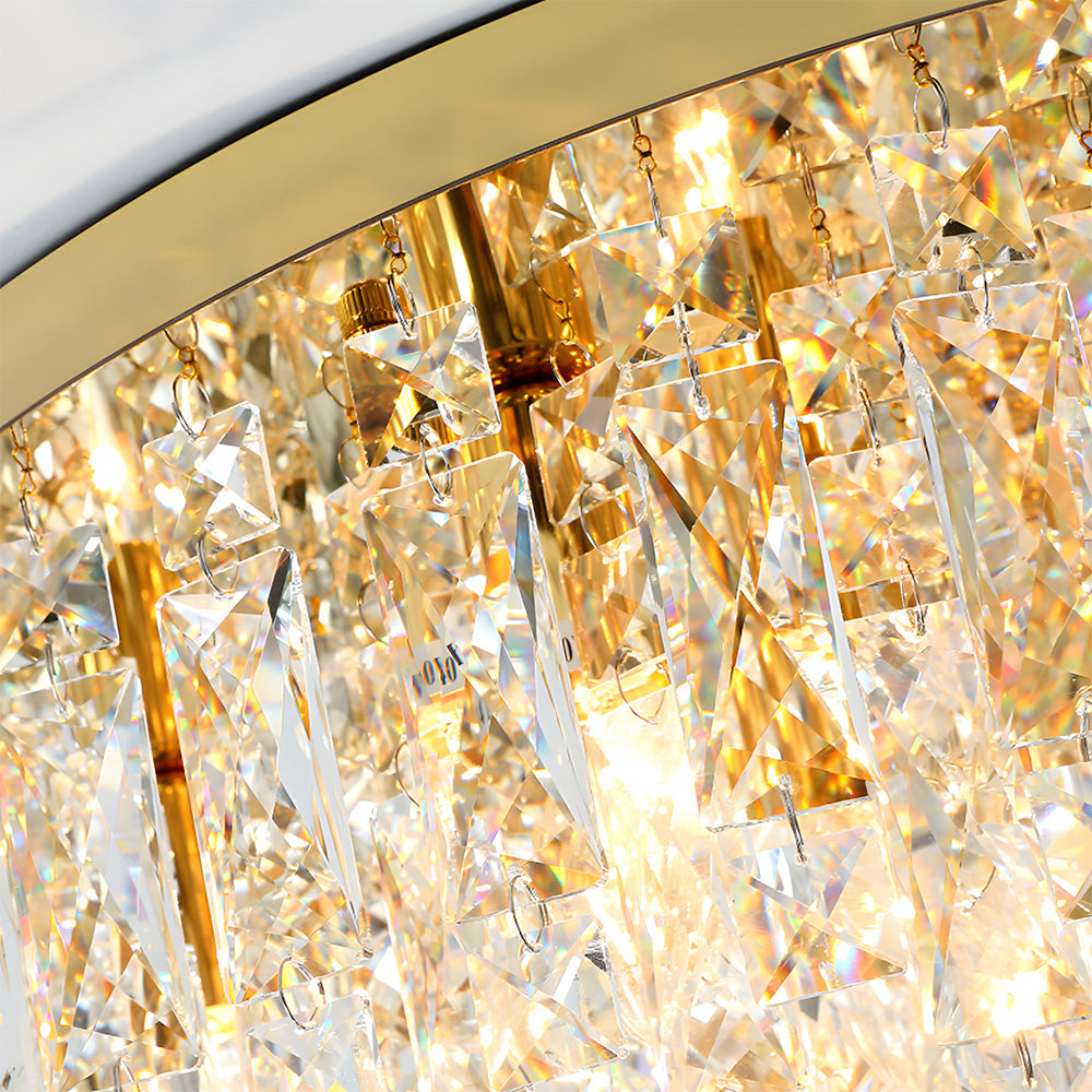 Luxury Crystal Ceiling Light Stainless Steel Flush Mount for Porch