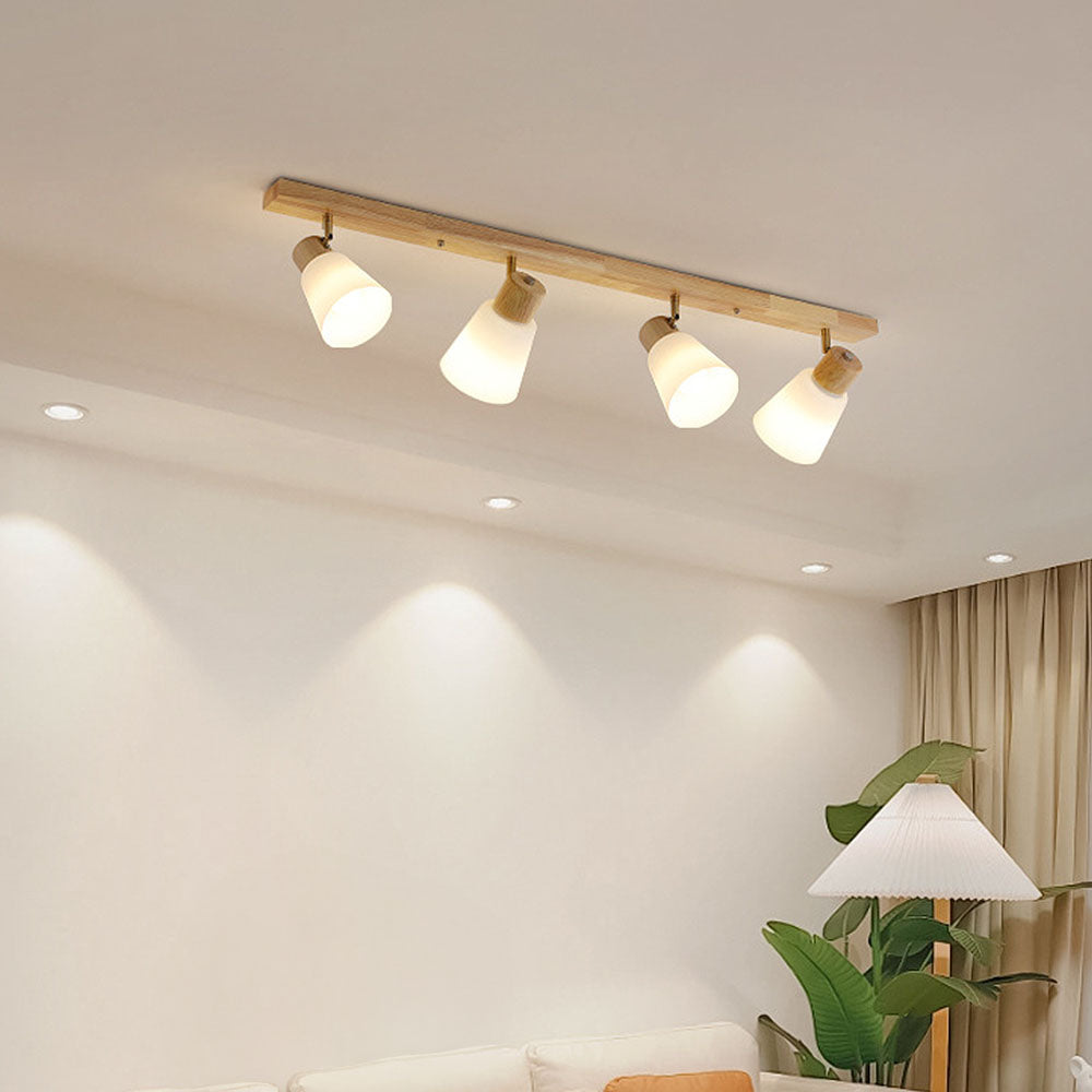 Modern Rotatable Wood Minimal Decor Track Lighting For Hallway