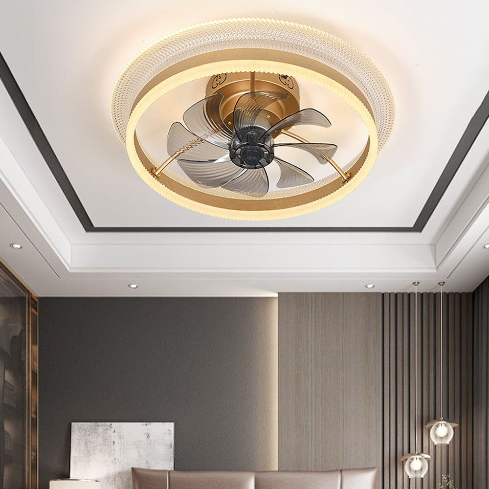 Modern Round Gold Ceiling Fan With Light