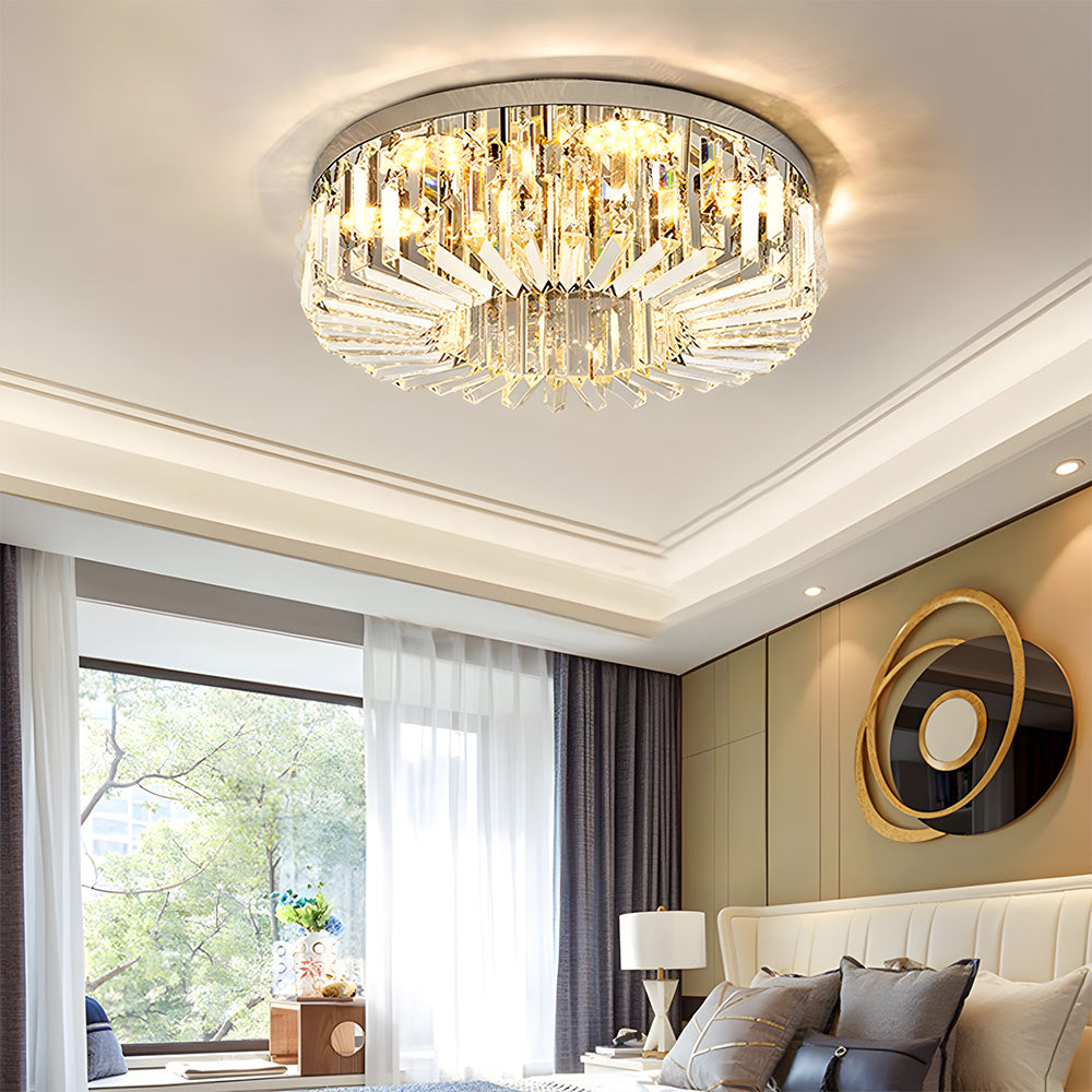 Modern Crystal Flush Mount Ceiling Light Ring Chandelier for Living Room