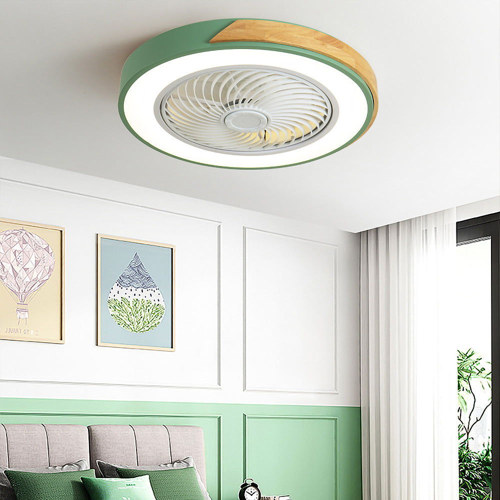 Modern Round Wood Ceiling Fans With LED Lights