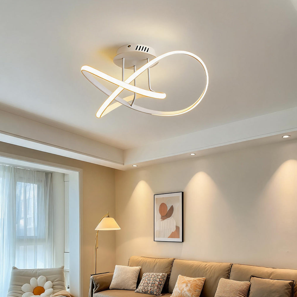 Modern LED Spiral Semi Flush Mount Ceiling Light for Living Room Hallway Kitchen