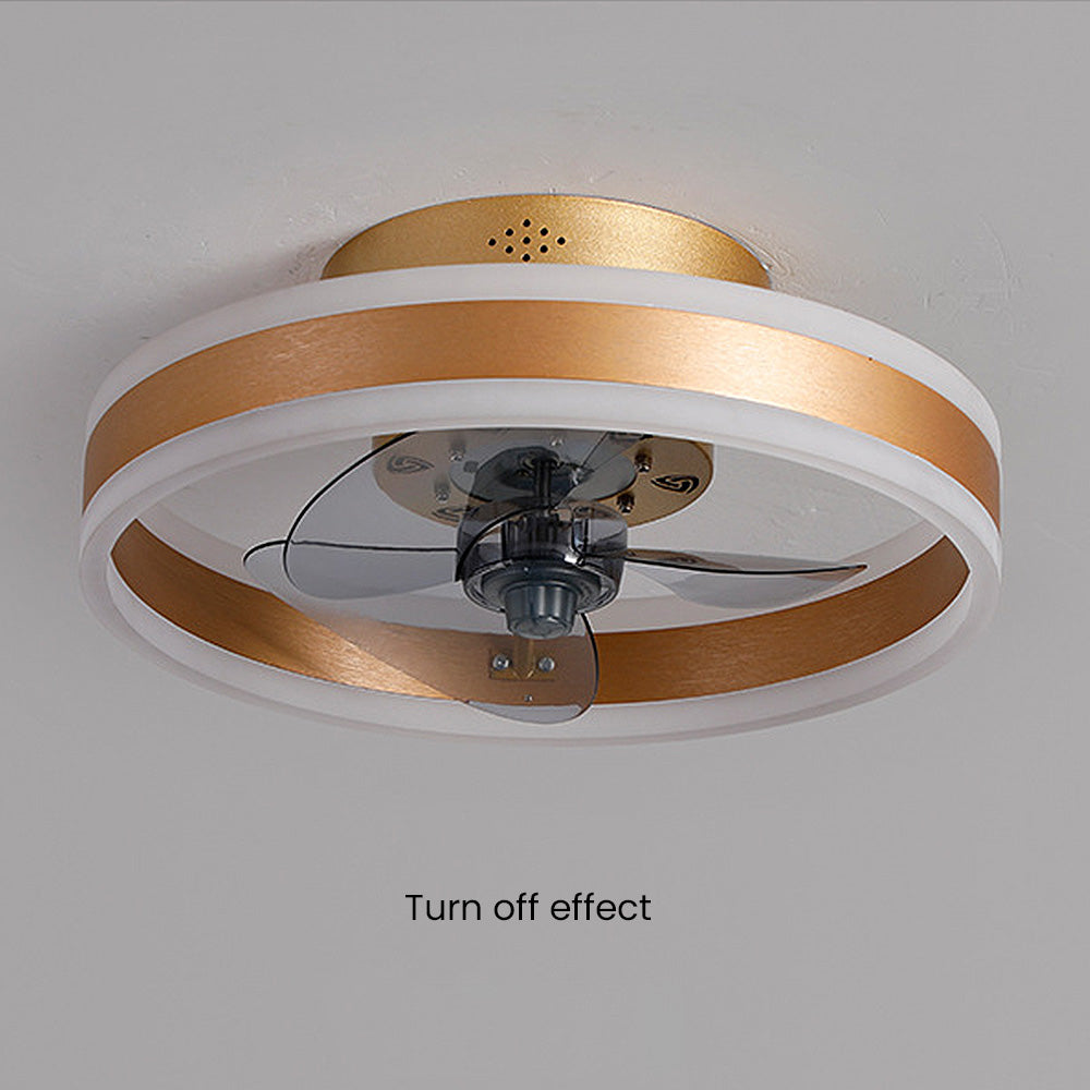 Simple Round Bedroom Ceiling Fan With LED Light