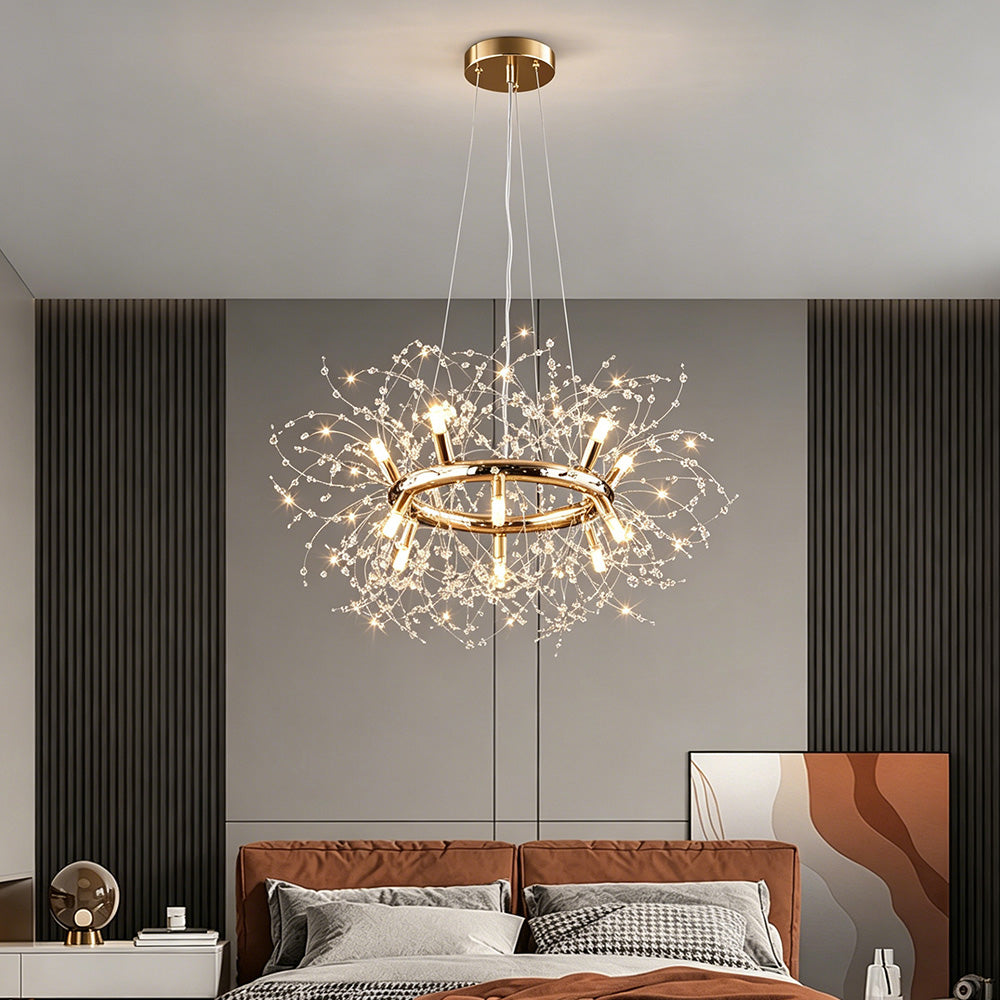 Modern Luxury Crystal Ring Chandelier for Living Room Dining Room