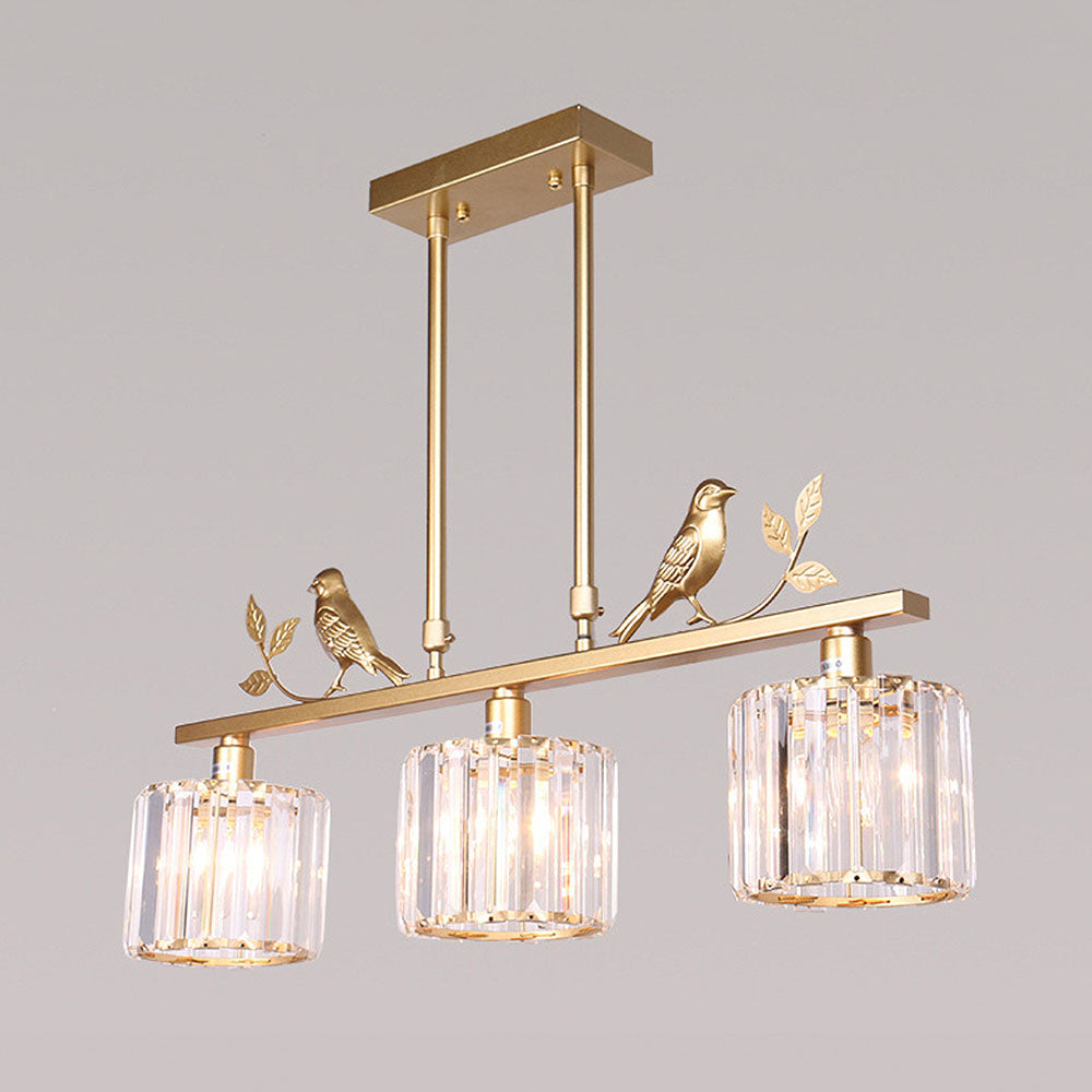 Multi-Head Birdie Designer Long Crystal Island Lamps