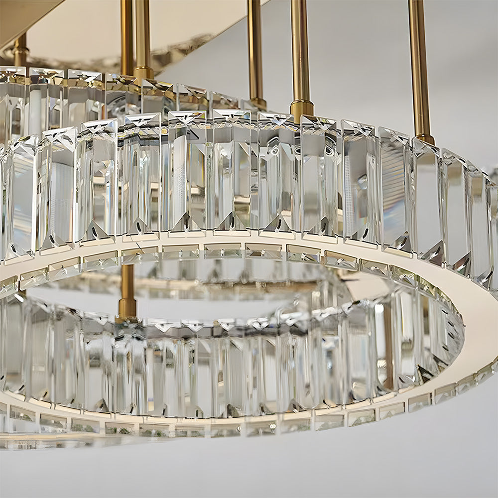 Modern Crystal Ring Chandelier - Gold LED Flush Mount Ceiling Lights