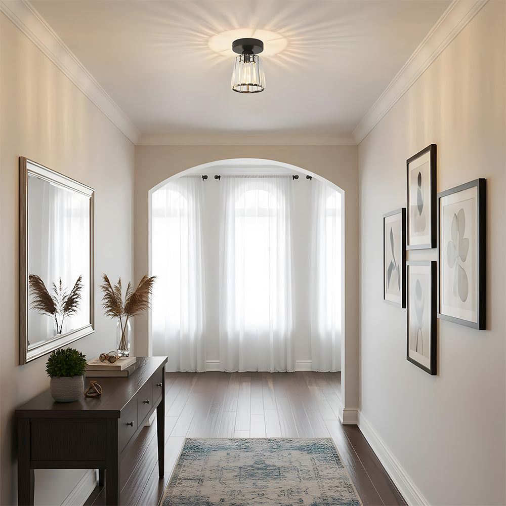 Minimalist Crystal Flush Mount Ceiling Lights for Bedroom Hallway
