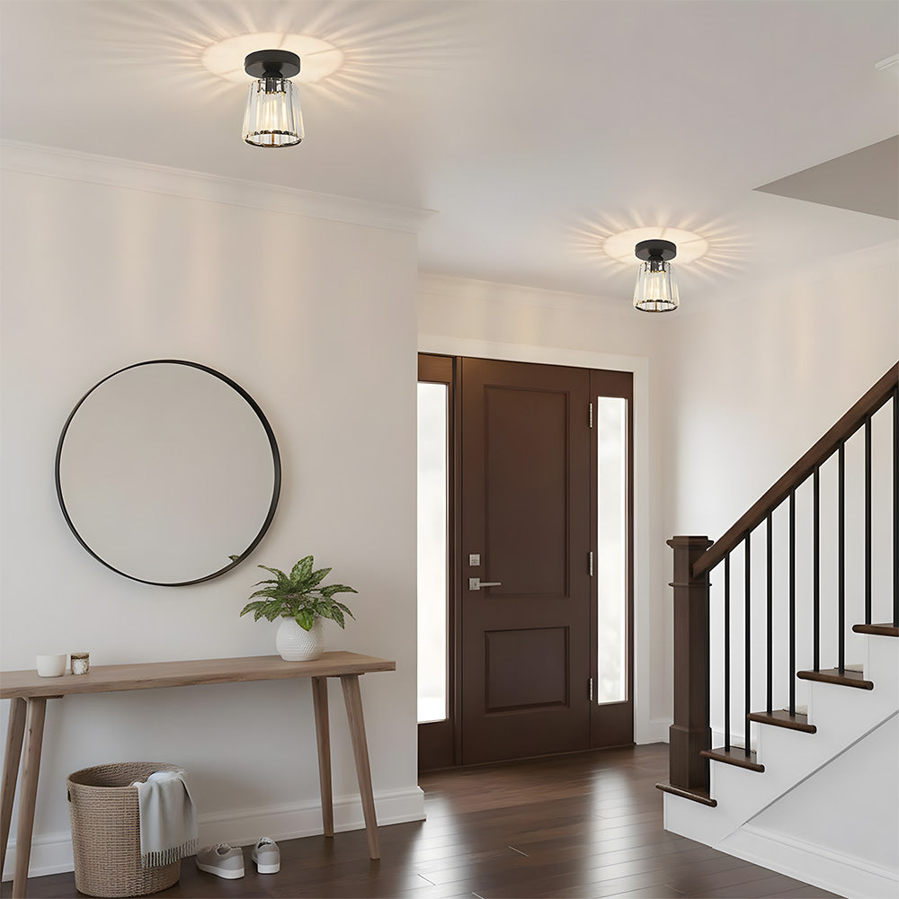 Minimalist Crystal Flush Mount Ceiling Lights for Bedroom Hallway