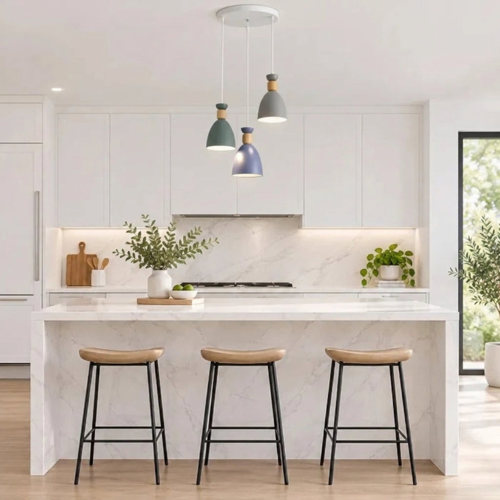 Nordic Wooden Metal Pendant Light Fixture for Kitchen Island