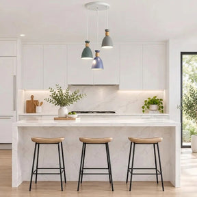 Nordic Wooden Metal Pendant Light Fixture for Kitchen Island