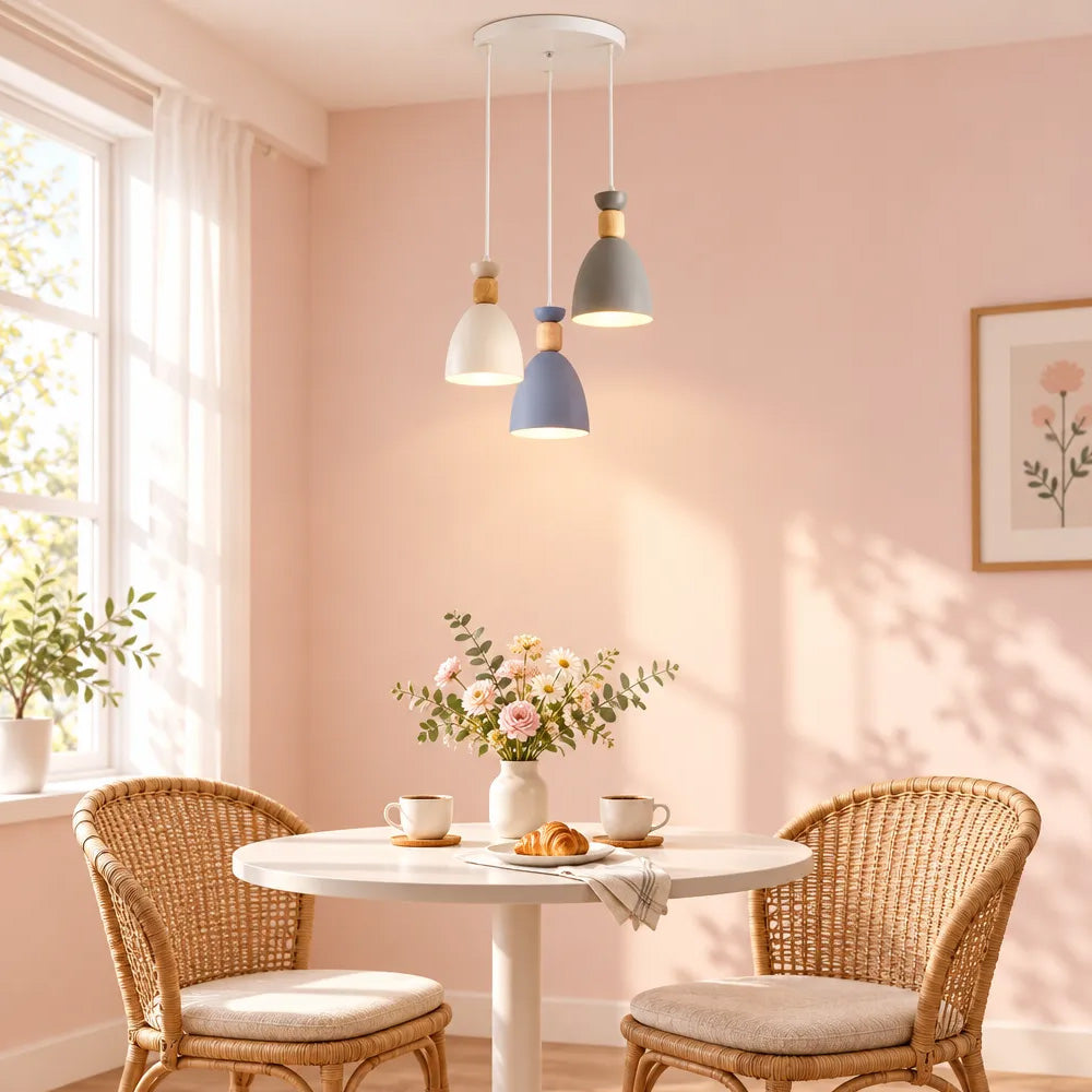 Nordic Wooden Metal Pendant Light Fixture for Kitchen Island