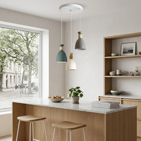 Nordic Wooden Metal Pendant Light Fixture for Kitchen Island